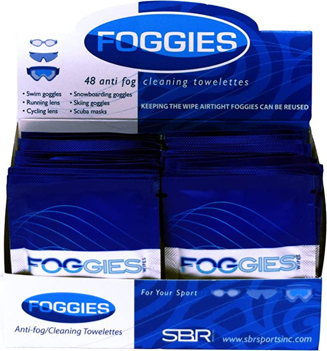 Foggies Anti-Fog Cleaning Towelette Wipes for Goggles, Glasses and Masks, 48-Pack