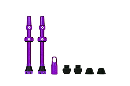 Muc-Off Tubeless Valves V2, Purple 44mm - Tubeless Valve Stems with Valve Core Removal Tool for Tubeless Tires - Includes Presta Valve Stem Caps