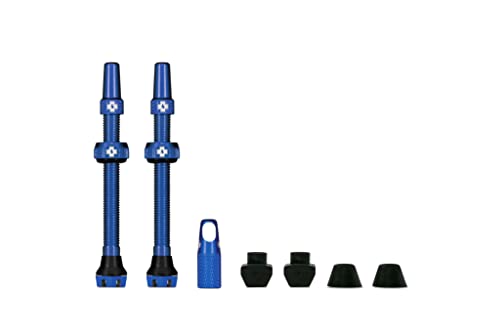 Muc-Off Tubeless Valves V2, Blue 60mm - Tubeless Valve Stems with Valve Core Removal Tool for Tubeless Tires - Includes Presta Valve Stem Caps