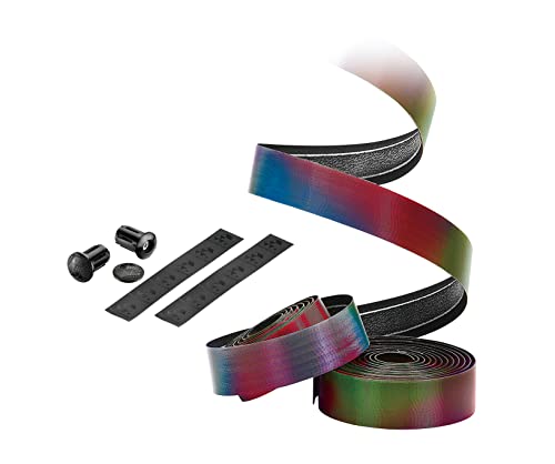 Ciclovation Halo Touch Handlebar Tape, Rainbow with Black Plugs - 3620.26605