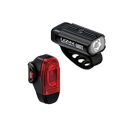 Lezyne Hecto Drive 500XL and KTV Drive Pro+ Bicycle Light Set, Front and Rear Pair, 500/150 Lumen, White/Red LED, Road, Mountain, Gravel Bike, USB/USB-C Rechargeable