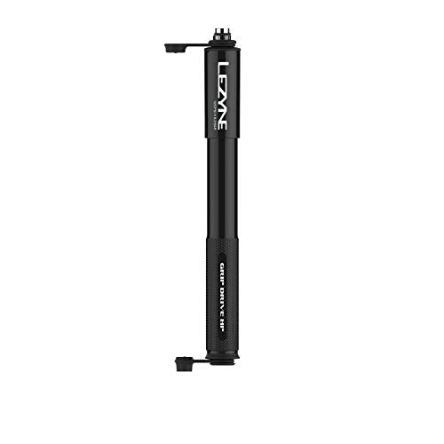 Lezyne Grip Drive HP Bicycle Hand Pump, ABS Flip Chuck, 120PSI, Road, Gravel Bike, Presta and Schrader Valve, High Pressure, 120PSI, Black, 185mm