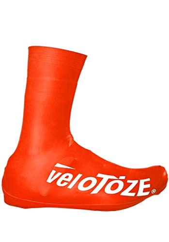 VeloToze Tall Shoe Cover 2.0 - Covers Road Cycling Shoes - Water-Proof, Windproof Overshoes for Bike Rides in Spring, Fall, Winter Rainy, Cold Weather - Bright Colors Make Road Biking Trips Safer Red