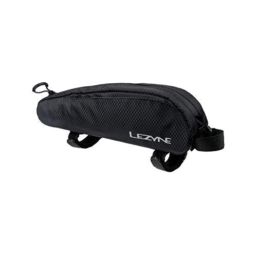 LEZYNE Aero Energy Caddy Bicycle Top Tube Bag, Black, Road, Gravel, Triathlon Bike, Velcro, Bolt-On, Snack Bag, Water Resistant