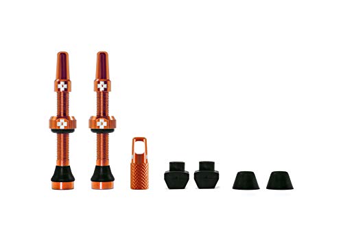 Muc Off 1052 Orange Tubeless Presta Valves, 44mm - Premium No Leak Bicycle Valves with Integrated Valve Core Removal Tool