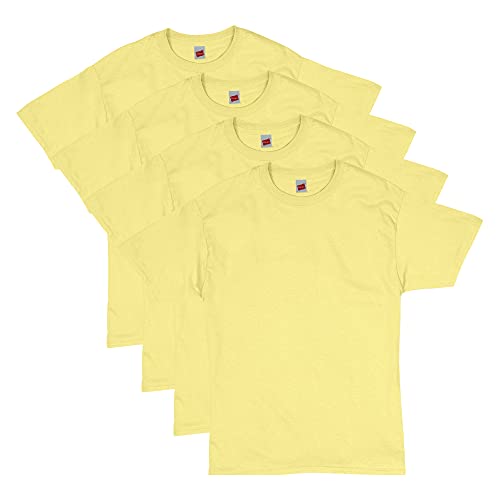 Hanes Men's Essentials Short Sleeve T-shirt Value Pack (4-pack),yellow,Medium