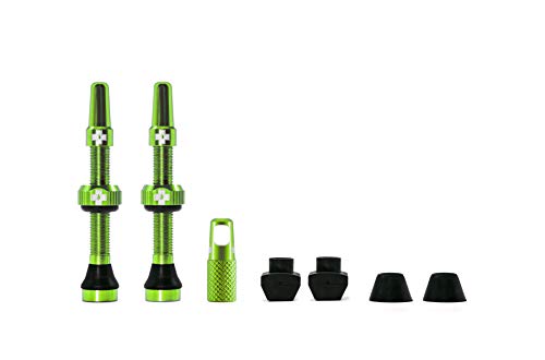 Muc Off 1053 Green Tubeless Presta Valves, 44mm - Premium No Leak Bicycle Valves with Integrated Valve Core Removal Tool