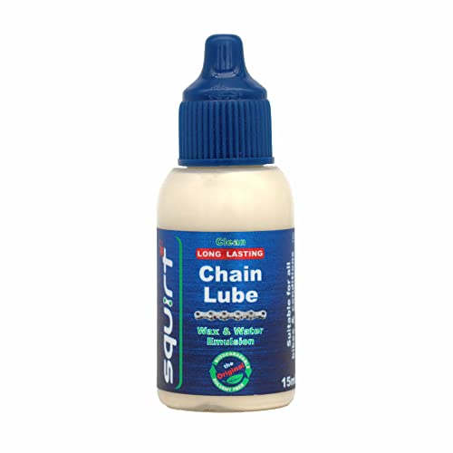 Squirt Chain Lube for Bikes (0.5 oz) – Long-Lasting Lube for All Bike Chains – All-Weather Dry Chain Lube – Bike Lubricant to Reduce Noise & Chainsuck – Bike Tools & Maintenance Aid