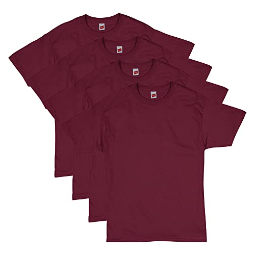 Hanes mens Essentials Short Sleeve T-shirt Value Pack (4-pack) athletic t shirts, Maroon, Large US