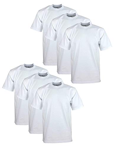 Pro Club Men's 6-Pack Heavyweight Cotton Short Sleeve Crew Neck T-Shirt, White, Small