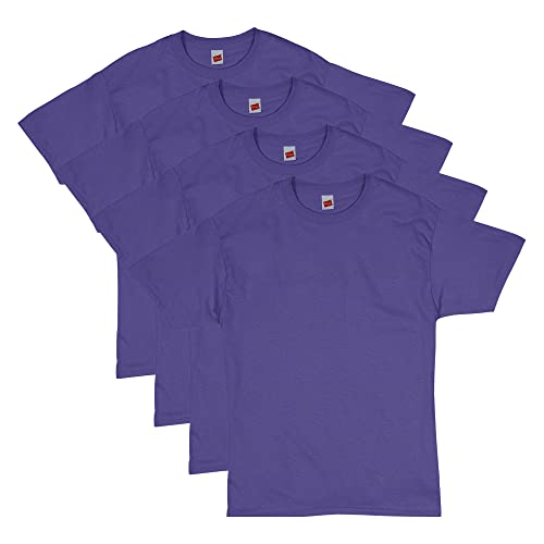 Hanes Men's Essentials Short Sleeve T-shirt Value Pack (4-pack),purple,Medium