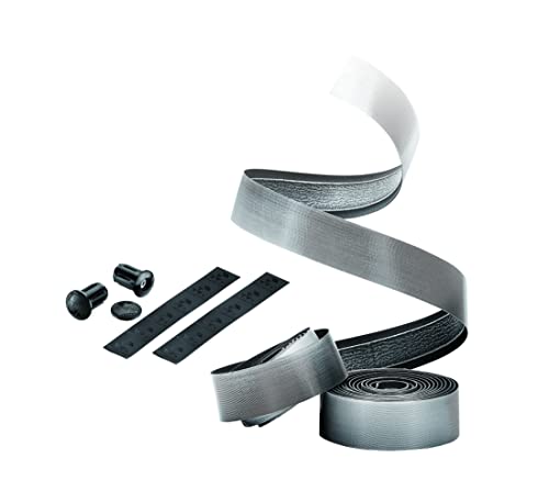 Ciclovation Halo Touch Handlebar Tape, Storm Silver with Black Plugs - 3620.26604