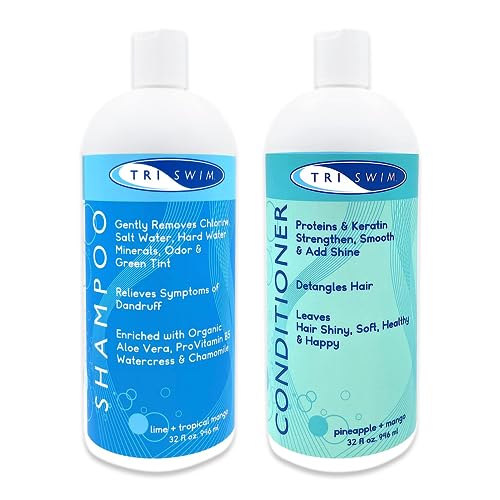 TRISWIM Hair Care Bundle with Swim Shampoo and Conditioner 32 Fl Oz Each | Repairs Your Chlorine-Damaged Hair and Enhances Natural Hair Texture | Perfect for Nourishing Your Hair | Pack of 2