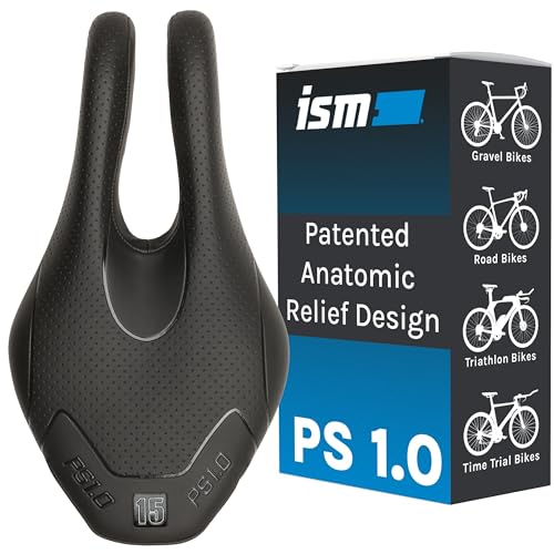 ISM PS 1.0 No Nose Bike Saddle - Firm and Noseless Bike Seat Designed for Triathletes, Time Trial Riders, and Road Racers - Patented Split Nose Bicycle Saddle Designed for Reduced Discomfort