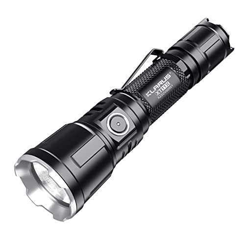 klarus XT11X 3200 Lumens Extreme Bright Rechargeable Tactical Flashlight, Beam Reach 309 Yard, Dual Tail Switches + Side Switch, Programmable Settings