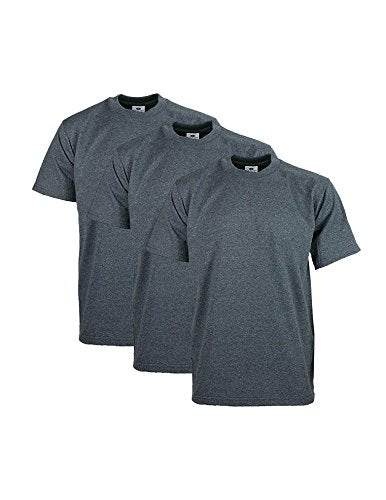 Pro Club Men's 3-Pack Heavyweight Cotton Short Sleeve Crew Neck T-Shirt, Charcoal, 2X-Large