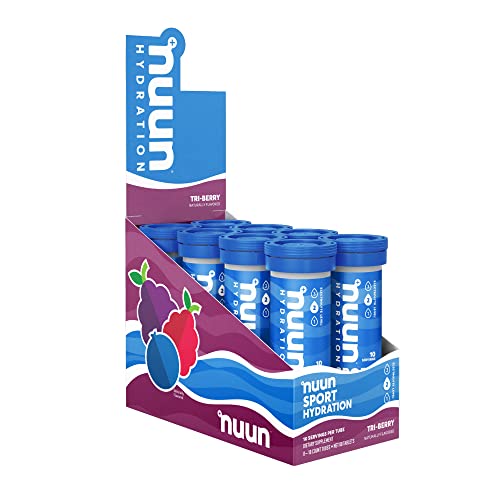 Nuun Sport Electrolyte Tablets for Proactive Hydration, Tri Berry, 8 Pack (80 Servings)