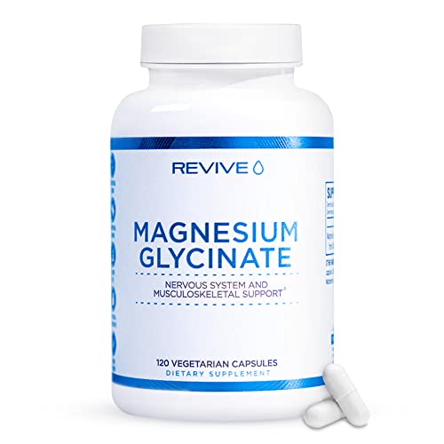 Pure Magnesium Glycinate Capsules 200mg by Revive MD - High Absorption Supplement for Relaxation & Stress Relief - Organic Memory & Sleep Support Pills for Strong Bones, Normal Nerve & Muscle Function