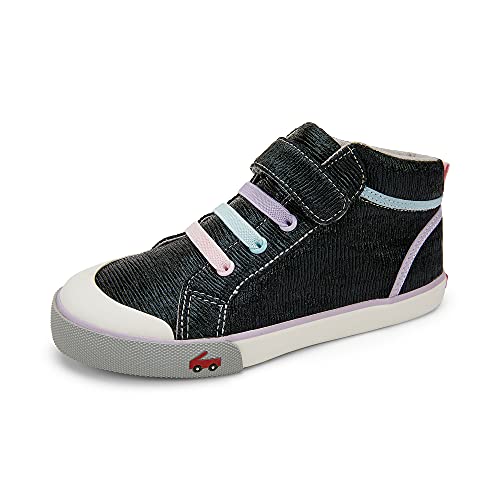 See Kai Run - Peyton High-Top Sneaker for Little Kids, Black Shine, Toddler 7