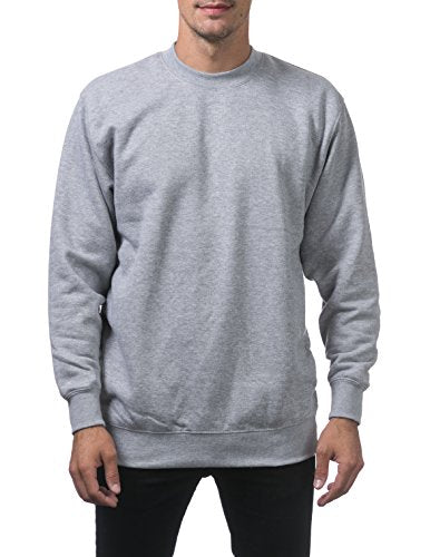 Pro Club Men's Heavyweight 13oz Crew Neck Fleece Pullover Sweatshirt, Heather Gray, 2X-Large