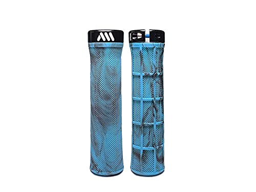 All Mountain Style AMS Berm Grips - Lock-on Tapered Diameter, Comfortable Grips, Blue Camo, Universal