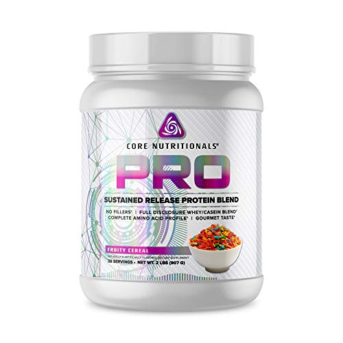 Core Nutritionals Pro Sustained Release Protein Blend, Digestive Enzyme Blend, 25G Protein, 2G Carb, 27 Servings (Fruity Cereal)