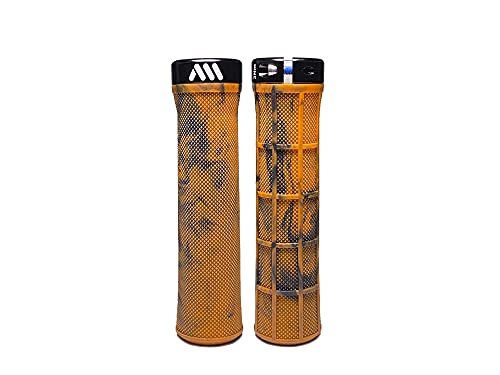 All Mountain Style AMS Berm Grips - Lock-on Tapered Diameter, Comfortable Grips, Orange Camo, Universal