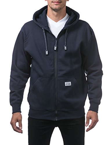 Pro Club Men's Heavyweight Full Zip Fleece Hoodie, Navy, X-Large