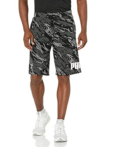 PUMA mens Big Logo Fleece Camo Shorts, Cotton Blackcamo, Medium US