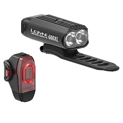 Lezyne Micro Drive 800+ and Strip Drive 300+ Bicycle Light Set, Front and Rear Pair, 800/300 Lumen, White/Red LED, Road, Mountain, Gravel Bike, USB-C Rechargeable