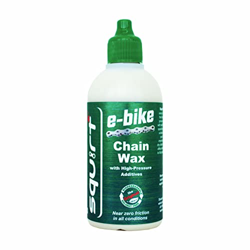 Squirt E-Bike Chain Wax with High-Pressure Additives for E-Bikes - Ebike Chain Lubricant for Wet & Dry Conditions - E Bike Chain Lube Reduces Noise & Friction - EBike Accessories - 4 Oz