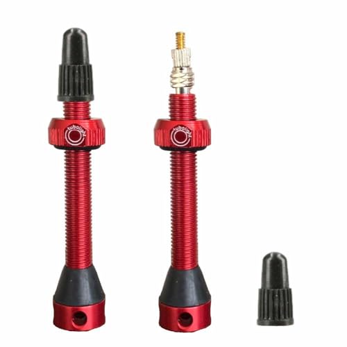 Tubolight Presta Tubeless Valve Stems 50mm | Red Tubeless Presta Valve Stem for Bicycles and Motorcycles Brass with 4-Hole Design | Durable Aluminum Alloy Construction