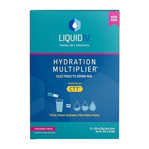 Liquid I.V. Hydration Multiplier - Passion Fruit - Hydration Powder Packets | Electrolyte Drink Mix | Easy Open Single-Serving Stick | Non-GMO | 15 Sticks