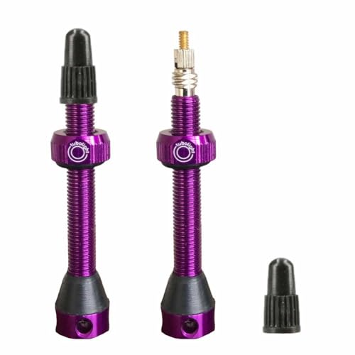 Tubolight Presta Tubeless Valve Stems 50mm | Purple Tubeless Presta Valve Stem for Bicycles and Motorcycles Brass with 4-Hole Design | Durable Aluminum Alloy Construction