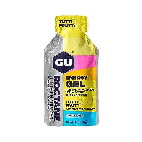 GU Energy Roctane Ultra Endurance Energy Gel, Quick On-The-Go Sports Nutrition for Running and Cycling, Tutti Frutti (24 Packets)