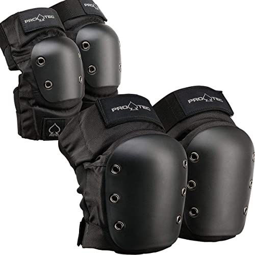 Pro-Tec Street Knee and Elbow Pad Protective Gear Set, Large, Black