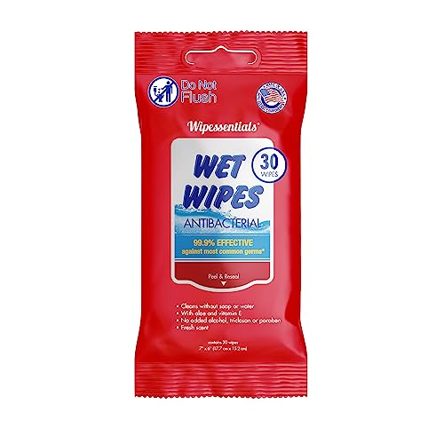 WipeEssentials Antibacterial Hand Wipes, Alcohol-Free with Aloe Vera and Vitamin E, 360 wipes - 12Packs of 30ct Hand Sanitizer Wipes for Adults and Kids