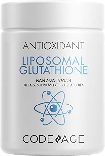 Codeage Liposomal Glutathione Supplement - Pure Reduced Setria L Glutathione Skin - Nano Encapsulated Glutathione Powder Pills - Phospholipids - Antioxidant Complex - Vegan, Non-GMO - 60 Capsules