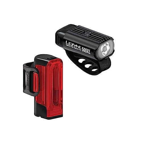 Lezyne Hecto Drive 500XL and Strip Drive+ Bicycle Light Set, Front and Rear Pair, 500/300 Lumen, White/Red LED, Road, Mountain, Gravel Bike, USB/USB-C Rechargeable