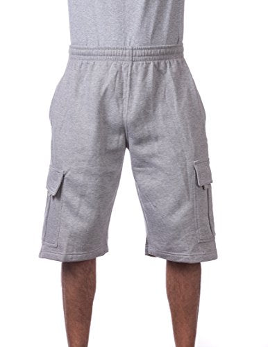 Pro Club Men's Fleece Cargo Short, Heather Gray, 2X-Large