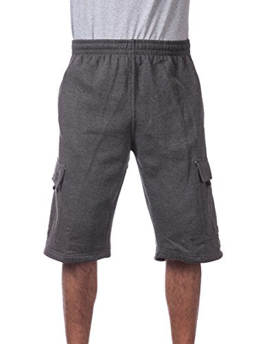 Pro Club Men's Fleece Cargo Short, Charcoal, 2X-Large