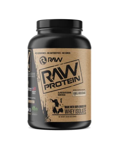 RAW Whey Protein Isolate Powder | 100% Grass-Fed Protein Isolate | Highest Rated Protein Powder, Hormone-Free, Zero Additives, Low-Fat Sports Nutrition Protein | Vanilla (25 Servings)