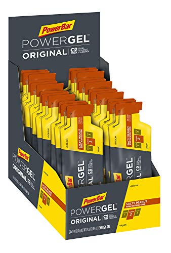 PowerBar PowerGel Original | 41g Pouch x 24 Gels | Endurance Energy C2MAX for Exercise, Salty Peanut