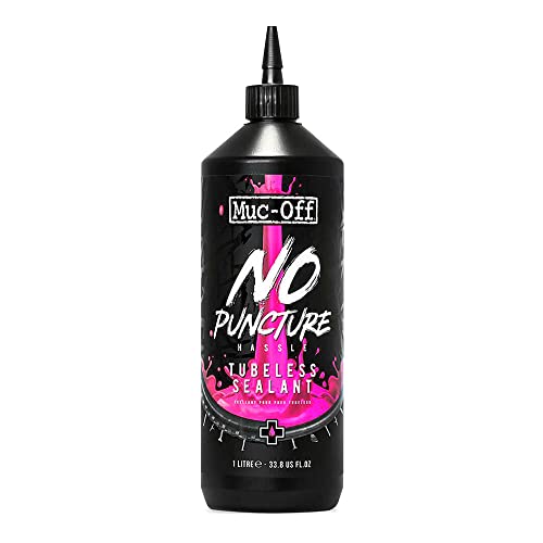 Muc Off No Puncture Hassle Tubeless Sealant, 1 Liter - Advanced Bicycle Tyre Sealant with UV Tracer Dye that Seals Tears and Holes Up to 6mm