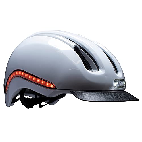 Nutcase, VIO, Bike Helmet with LED Lights and MIPS Protection for Road Cycling and Commuting, Blanco Gloss MIPS Light, L/XL: 59cm-62cm