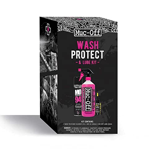 Muc-Off Wash, Protect and Lube Kit - Bike Cleaning Kit, Bike Maintenance Kit for MTB/Road/Gravel Bikes - Includes Bike Wash and Chain Lube