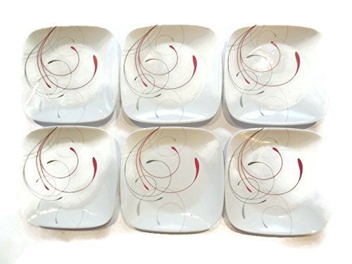 Corelle Dinnerware Dessert Plates Set, Square Splendor 6.5" Perfect Size For Dessert, (Set of 6)