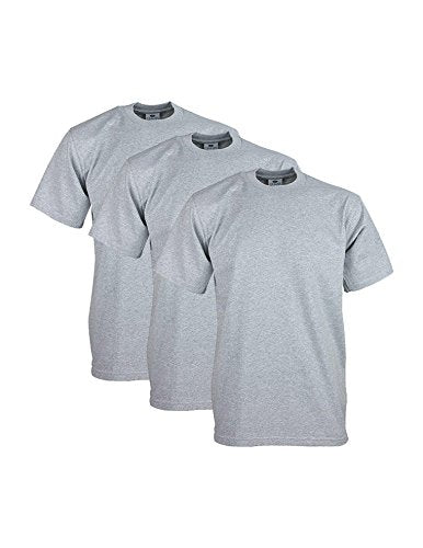 Pro Club Men's 3-Pack Heavyweight Cotton Short Sleeve Crew Neck T-Shirt, Heather Gray, X-Large