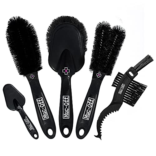 Muc-Off 206 5 Piece Premium Brush Kit - Includes 5 Bike Cleaning Brushes With Durable Nylon Bristles And Ergonomic Rubberised Handles To Minimise Impact