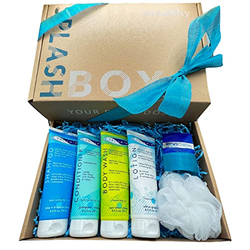 TRISWIM Splash Box Set of 6 Chlorine Removal Body Wash + Swimmers Shampoo and Conditioner + Lotion 8.5 fl oz with FOGGIES Defog Lens Wipes for Goggles